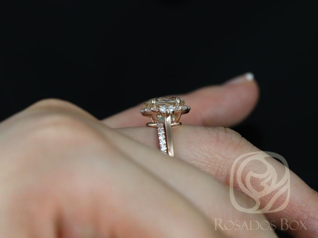 4.74ct Ready to Ship Britney 14kt Rose Gold Champagne Zircon and Diamonds Unique Halo Bridal Set by Rosados Box