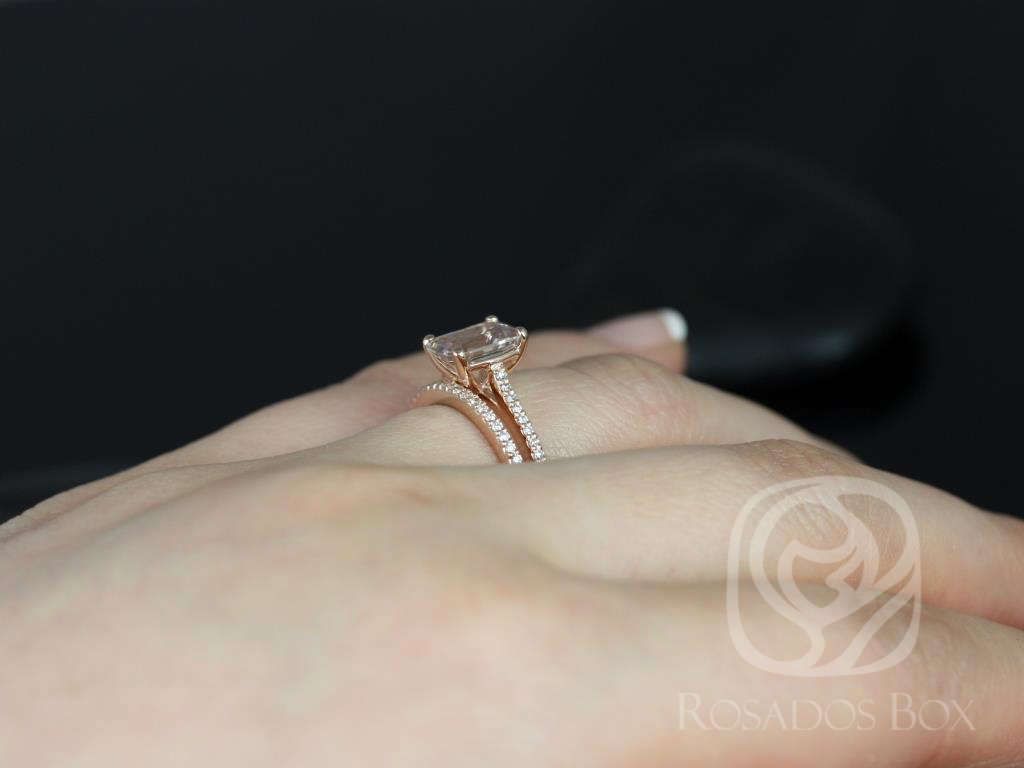 1.78cts Ready to Ship Blake 14kt Rose Gold Radiant Peach Rose Sapphire Diamond Oval Solitaire Bridal Set