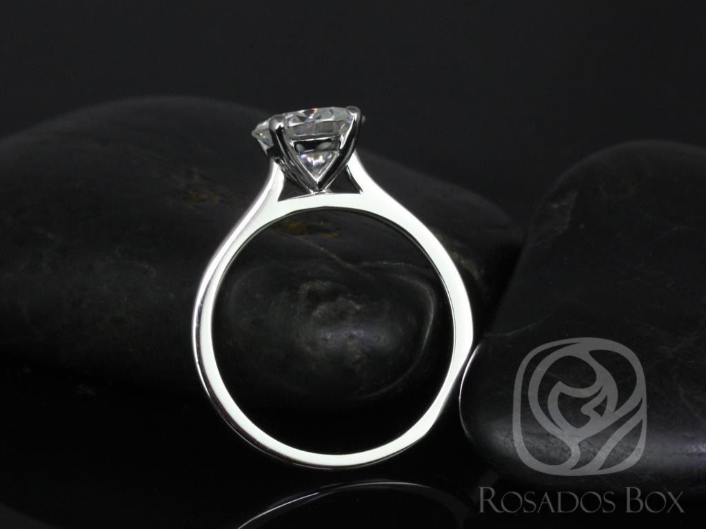 Rosados Box Piper 8mm 14kt White Gold Round Moissanite Classic Thin Skinny Engagement Ring