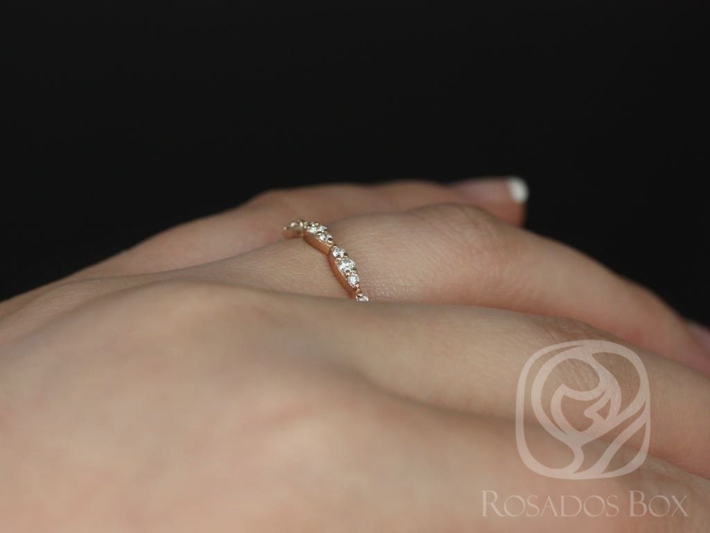 Rosados Box Penny 14kt Rose Gold Diamond Scalloped Shared Prong Leaves ALMOST Eternity Band