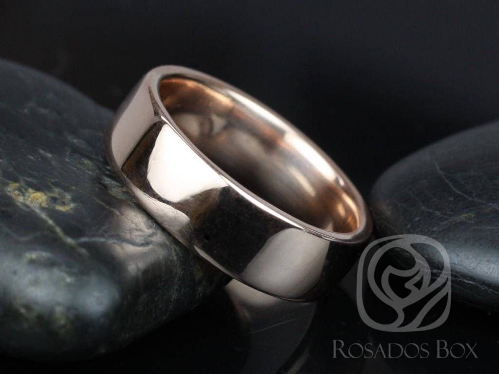 Rosados Box Dax 7mm 14kt Rose Gold Rounded Pipe Matte or High Finish Band (Chic Classics Collection)