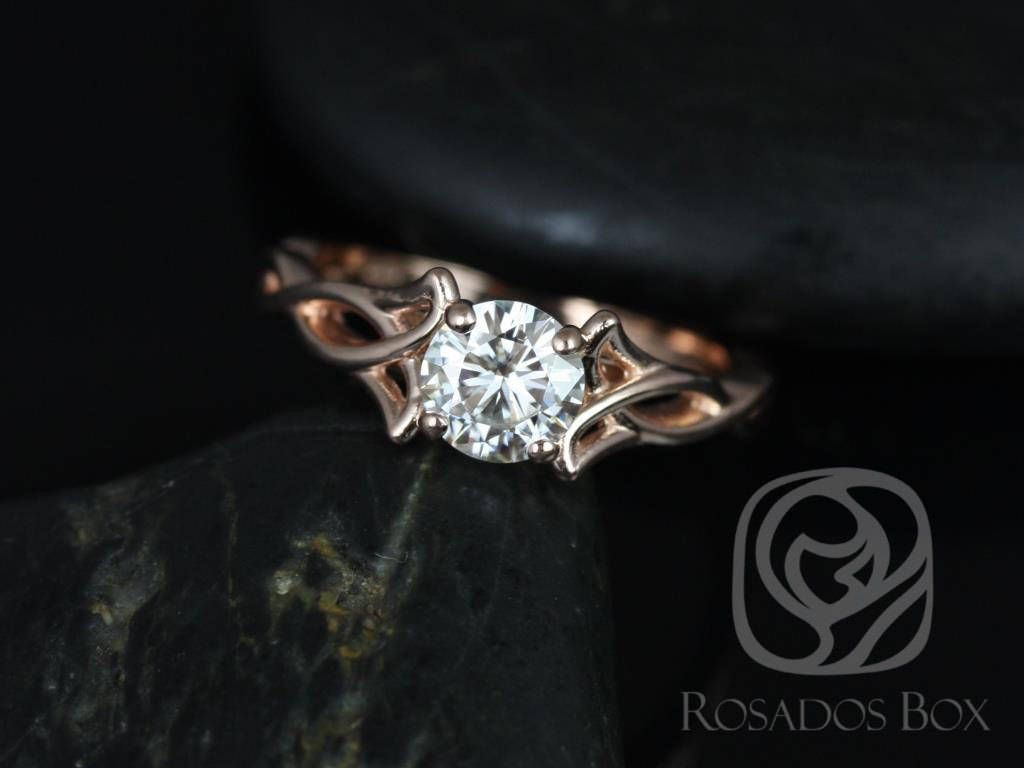 Rosados Box Orla 6mm 14kt Gold Round Moissanite Celtic Knot Triquetra Engagement Ring