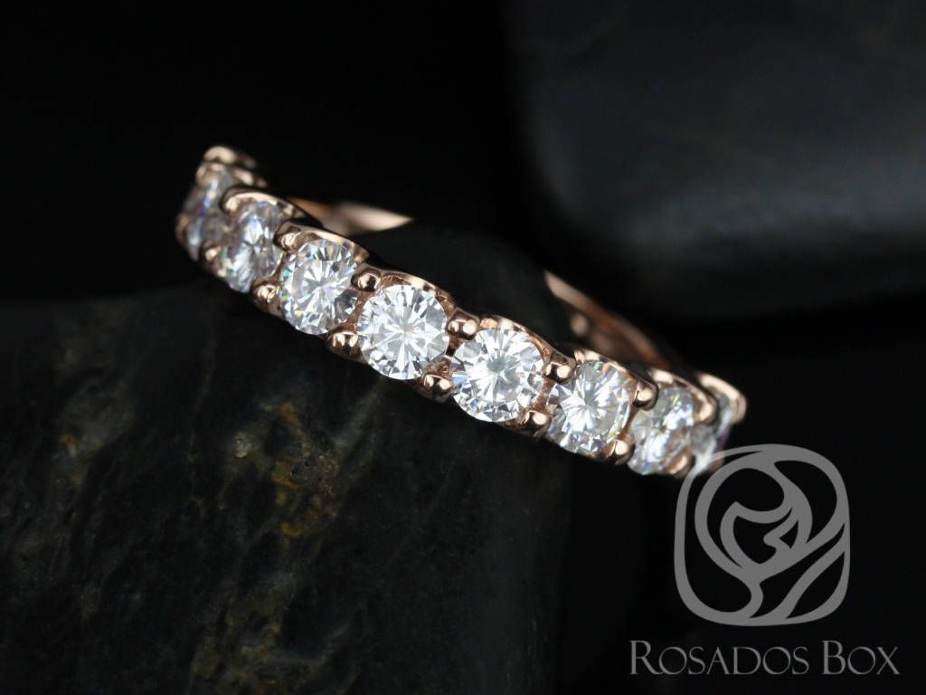 Cori 3.5mm 14kt Moissanite HALFWAY Eternity Ring by Rosados Box