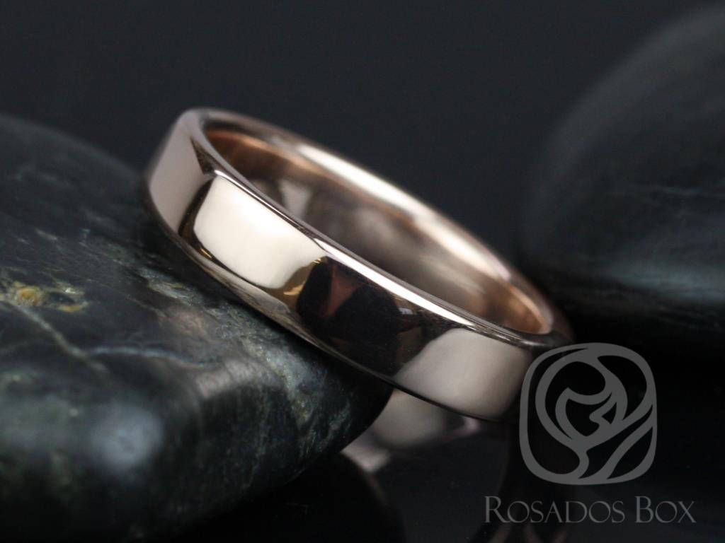 Rosados Box Dax 5mm 14kt Rose Gold Rounded Pipe Matte or High Finish Band (Chic Classics Collection)