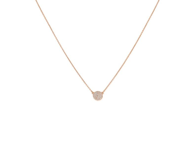 Diskco 7mm 14kt Gold Diamond Pave Disk Necklace by Rosados Box