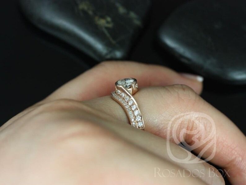 Odala 5.5mm 14kt Rose Gold Round Moissanite and Diamonds Twisted Classic Wedding Set