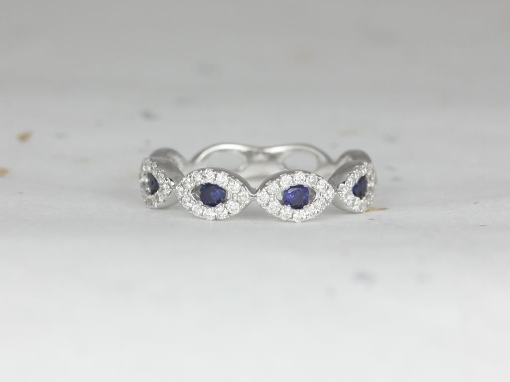 Ready to Ship 14kt Scalloped Twist Marquise Sapphire and Diamond Ring
