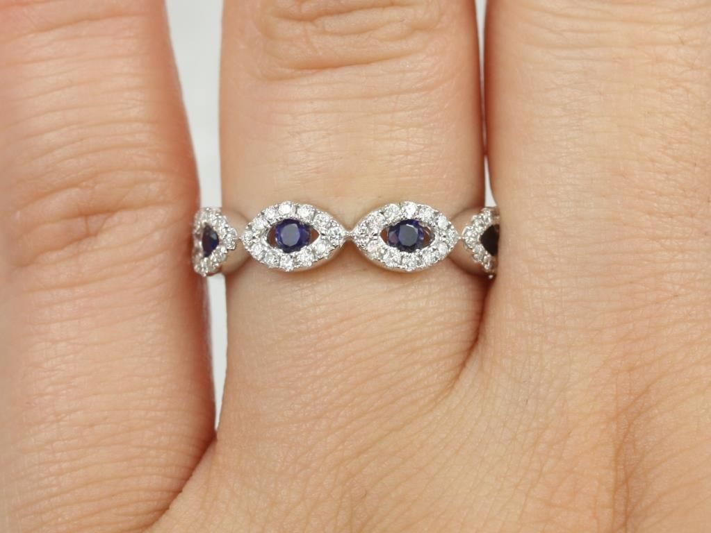 Ready to Ship 14kt Scalloped Twist Marquise Sapphire and Diamond Ring