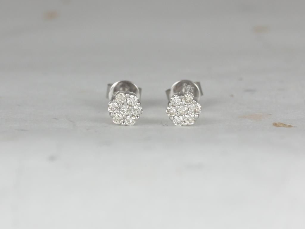 Ready to Ship 14kt Petite Flower Cluster Diamond Stud Earrings