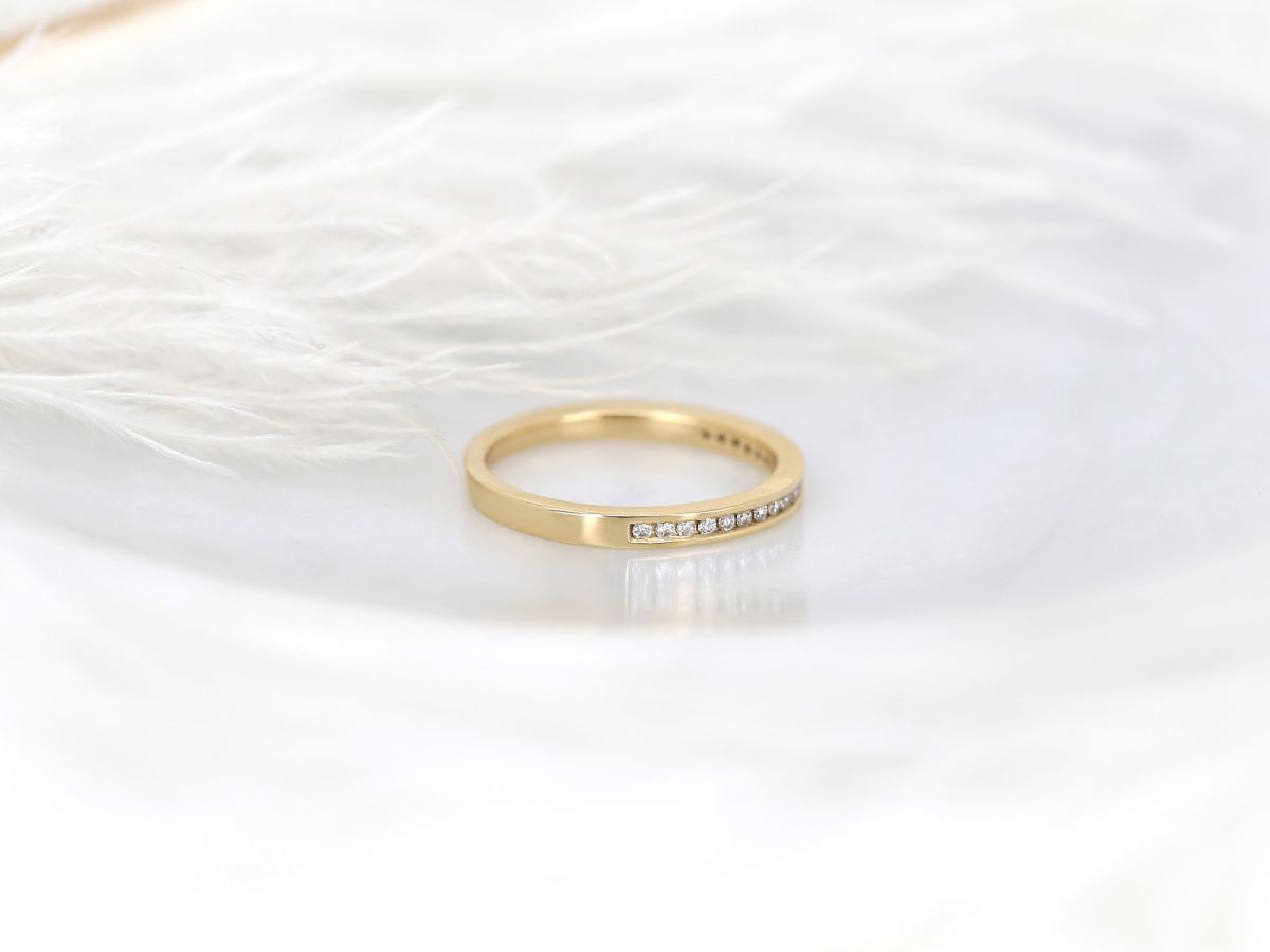 Ready to Ship Martha 14kt Yellow Gold Channel Set Round Diamond ALMOST Eternity Ring by Rosados Box